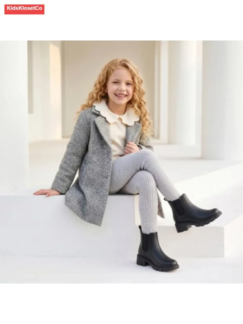 Girls Chunky Chelsea Booties Ankle Boots Non-Slip Lug Sole